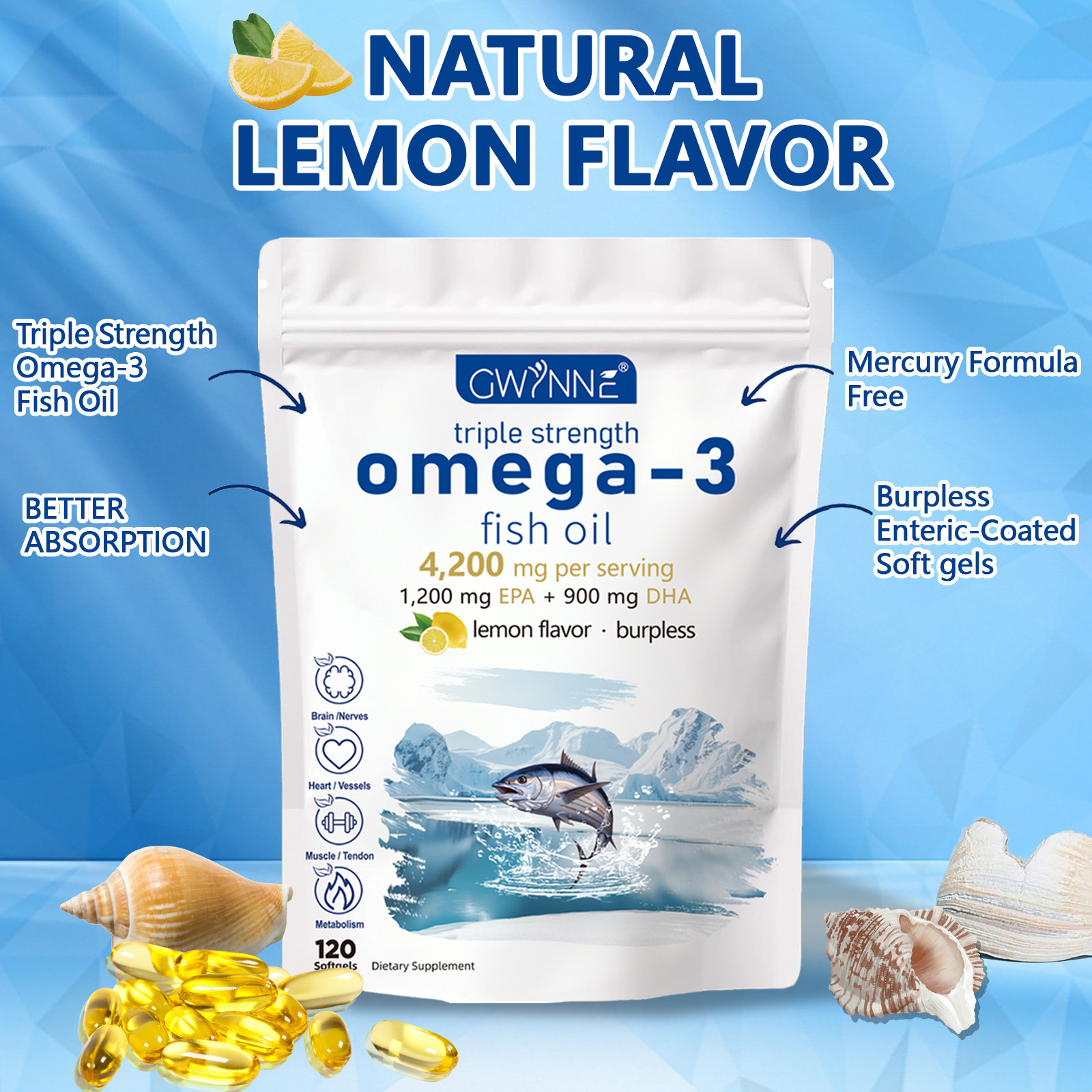 Gwynne Super Omega 3 4200mg,120 Cápsulas Con Epa,dha