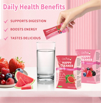 Gwynne Happy Cleaner Polvo Prebiótico Probiótico - Polvo De Mezcla De Bayas De Sandía (28 Paquetes De Una Sola Porción) Con Frutas