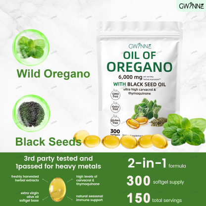 Gwynne Micro Ingredients Aceite De Orégano Cápsulas Oil Of Oregano Blandas 6000mg Por Dosis 300 Cápsulas