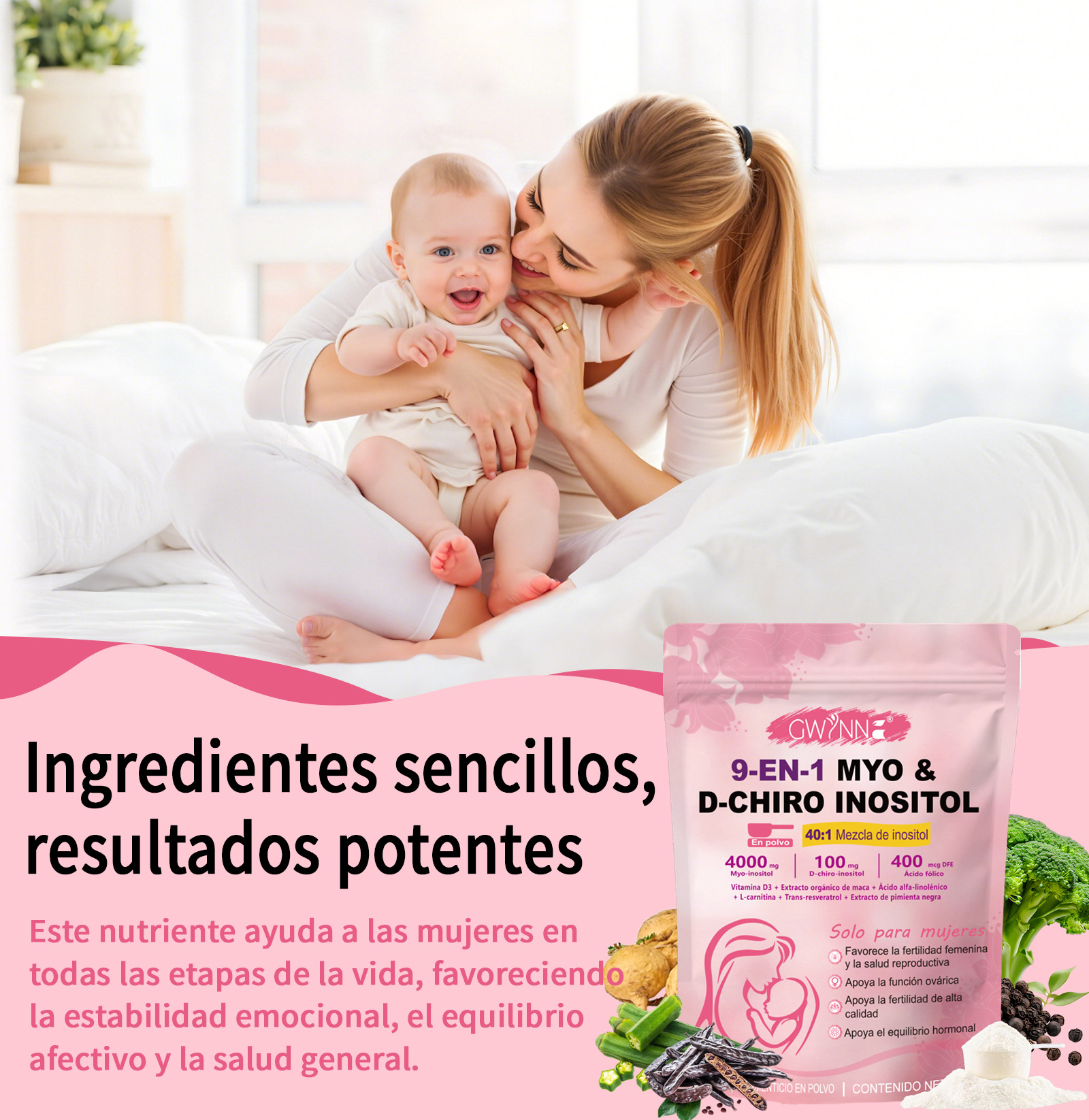 GWYNNE 40:1 Myo Y D Chiro Inositol Inositol En Polvo 250g