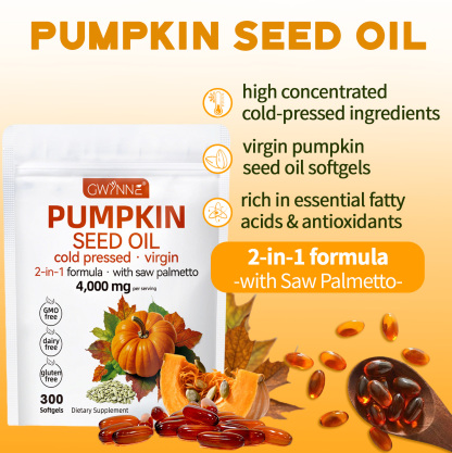 Gwynne 4000mg Cápsulas De Aceite De Semilla De Calabaza,cold Pressed,pure Virgin Oil,apoyar La Salud Del Cabello,el Sistema Urinario Y La Próstata,rico En Ácidos Grasos Y Phytosterols 300cápsulas