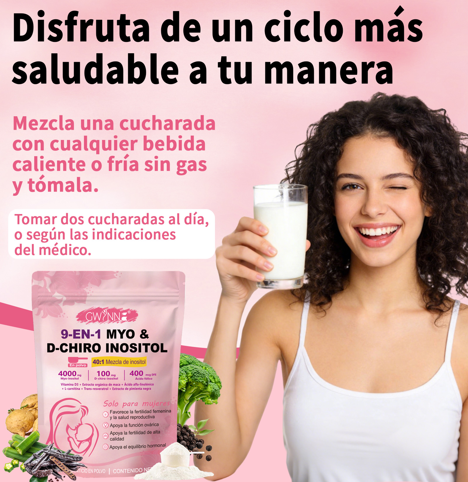 GWYNNE 40:1 Myo Y D Chiro Inositol Inositol En Polvo 250g