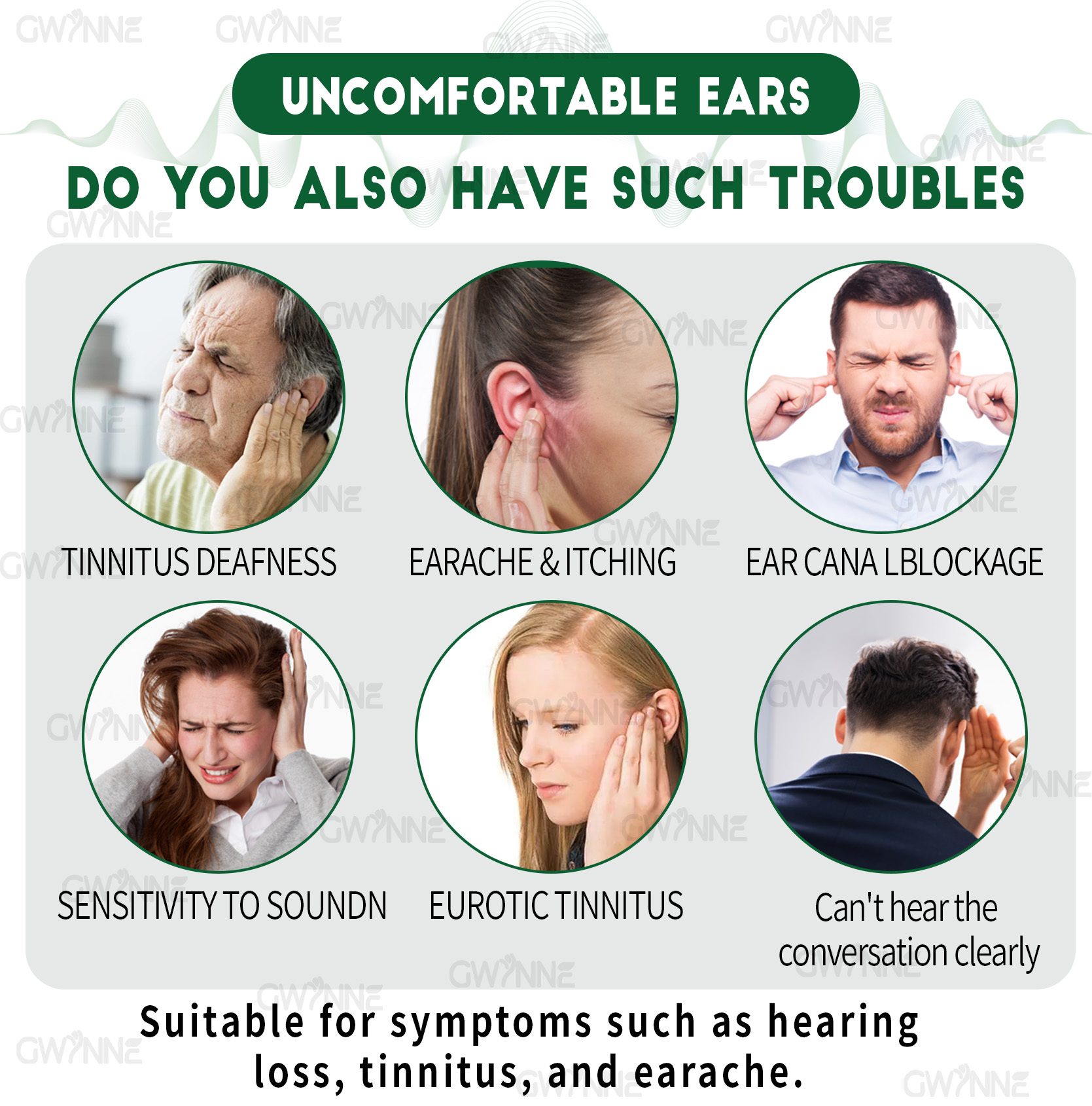 GWYNNE 1200mg Alivio del zumbido en los oídos – Suplemento con vitamina C & Complejo B–Clínicamente probado para el zumbido en los oídos & Alivio del síndrome de Meniere 90Cápsuls