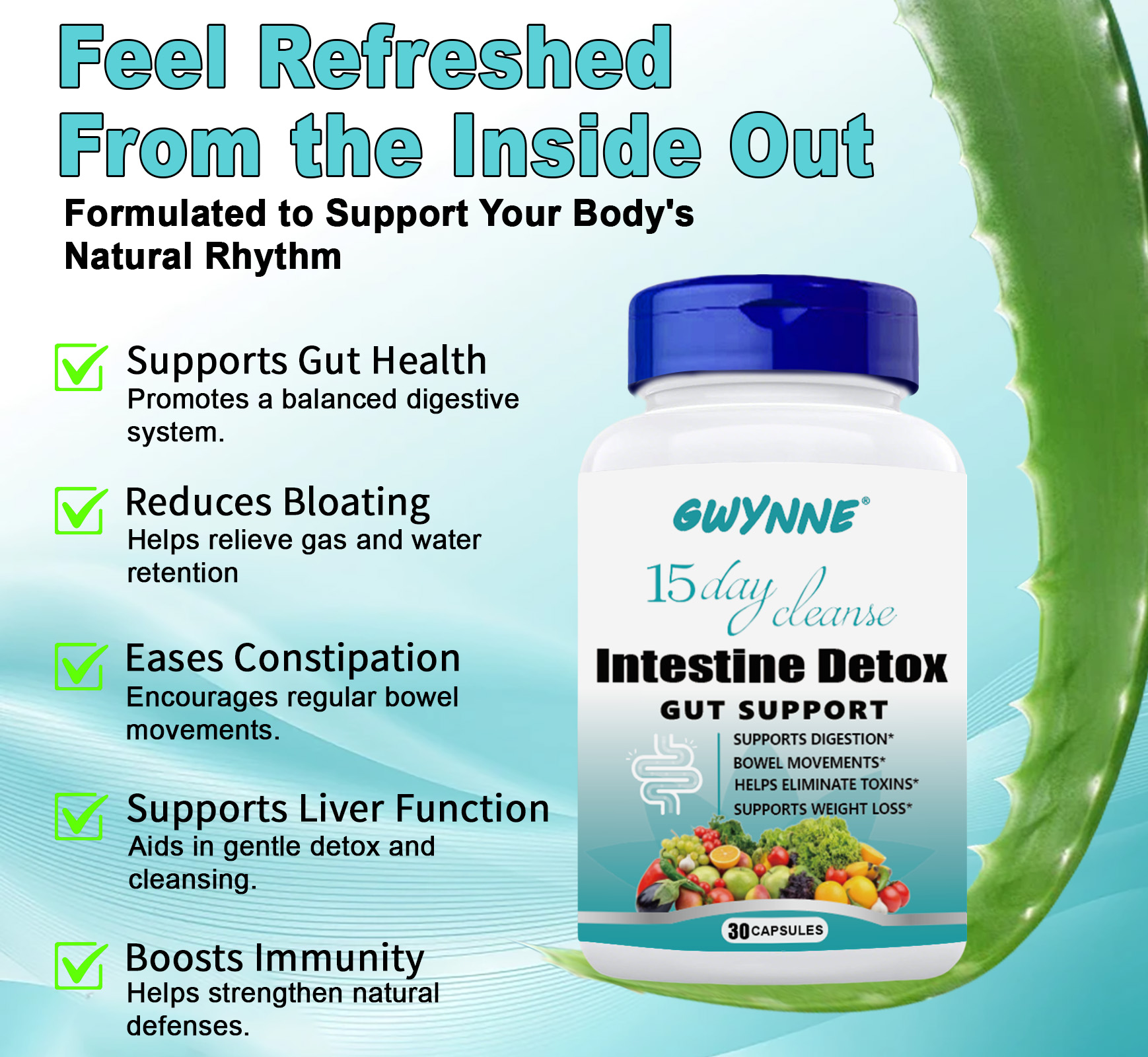 Programa De Desintoxicación Avanzada GWYNNE 15-day Cleanse 30 Cápsulas Apoyo Intestinal Y Para El Colon - Limpieza Intestinal Y Desintoxicación Avanzadas, Adecuado Para Mujeres Y Hombres