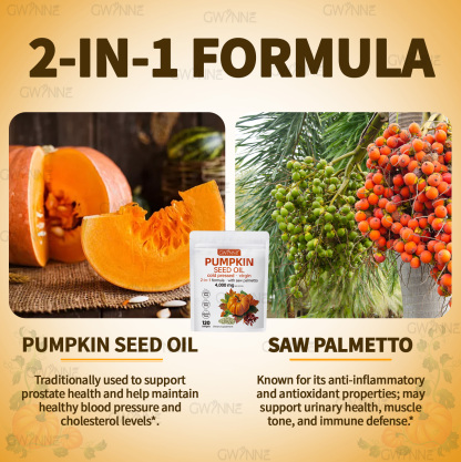 Gwynne 4000mg Cápsulas De Aceite De Semilla De Calabaza,Cold Pressed,Pure Virgin Oil,Apoyar la salud del cabello,el sistema urinario y la próstata,rico En Ácidos Grasos y Phytosterols 120cápsulas