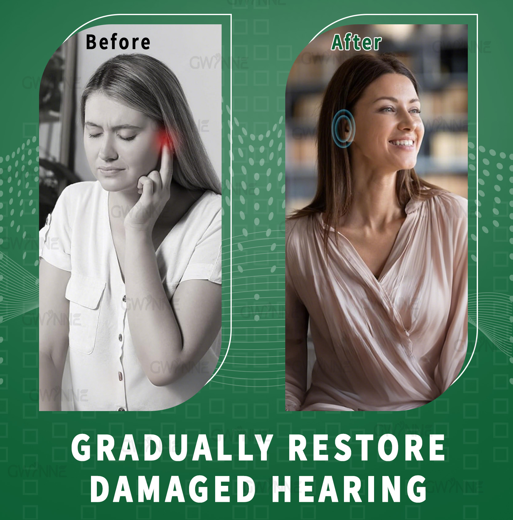 GWYNNE 1200mg Alivio del zumbido en los oídos – Suplemento con vitamina C & Complejo B–Clínicamente probado para el zumbido en los oídos & Alivio del síndrome de Meniere 90Cápsuls