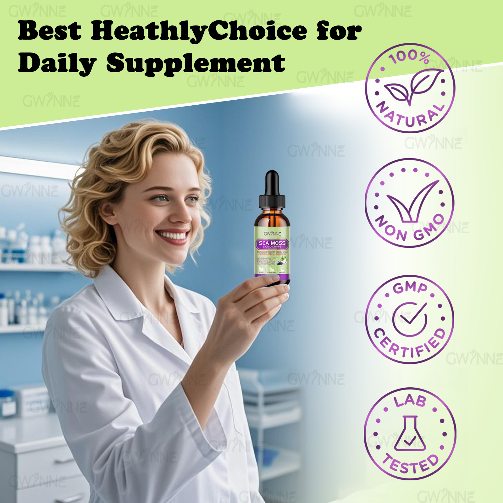 Gwynne Gotas Líquidas De Musgo Marino 5000mg 60ml - Irish Sea Moss Black Seed,suplemento Multimineral De Musgo Marino Apoyo Antioxidante, Inmunitario, Salud Intestinal