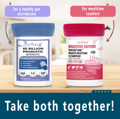 Gwynne Paquete Avanzado Salud Intestinal:Vaginal probióticos 60 Billion De Ucf 70Cápsula Y Enzimas Digestivas 400mg 70Cápsula,para Salud Digestiva Y Salud Intestinal,apoya El Estreñimiento Ocasional