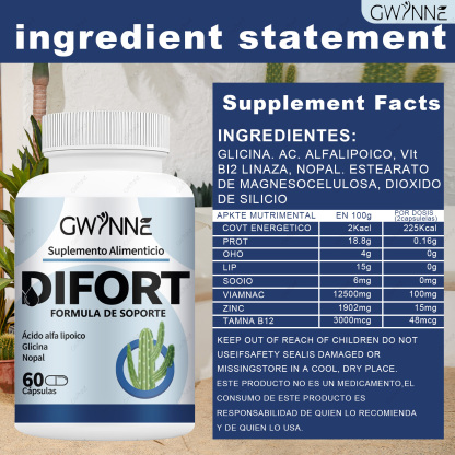 Gwynne Difort, Calmante, Reduce El Azúcar En La Sangre, Life Extension 60 Cápsulas