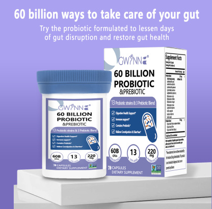 Gwynne vaginal Probióticos 60 Billion De Ucf 70 Cápsula,13Strains + 3Prebióticos Mezcla,salud Inmune,digestiva E Intestinal-Apoya El Estreñimiento,la Diarrea,apoyo Inmunológico Para Mujeres Y Hombres