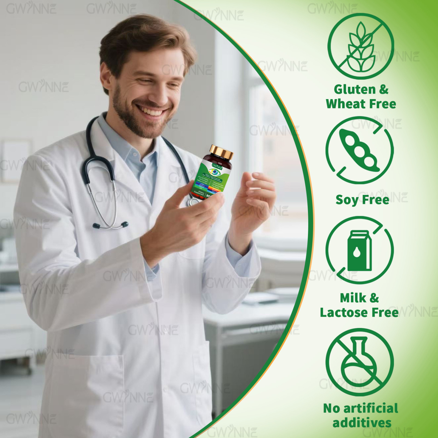 Gwynne Lutein Eye Vitamin Supplement 90 Cápsulas Suplemento Nutricional Para La Salud Macular Y El Ojo Seco Con Luteína, Zinc, Vitamina C/e Y Zeaxantina