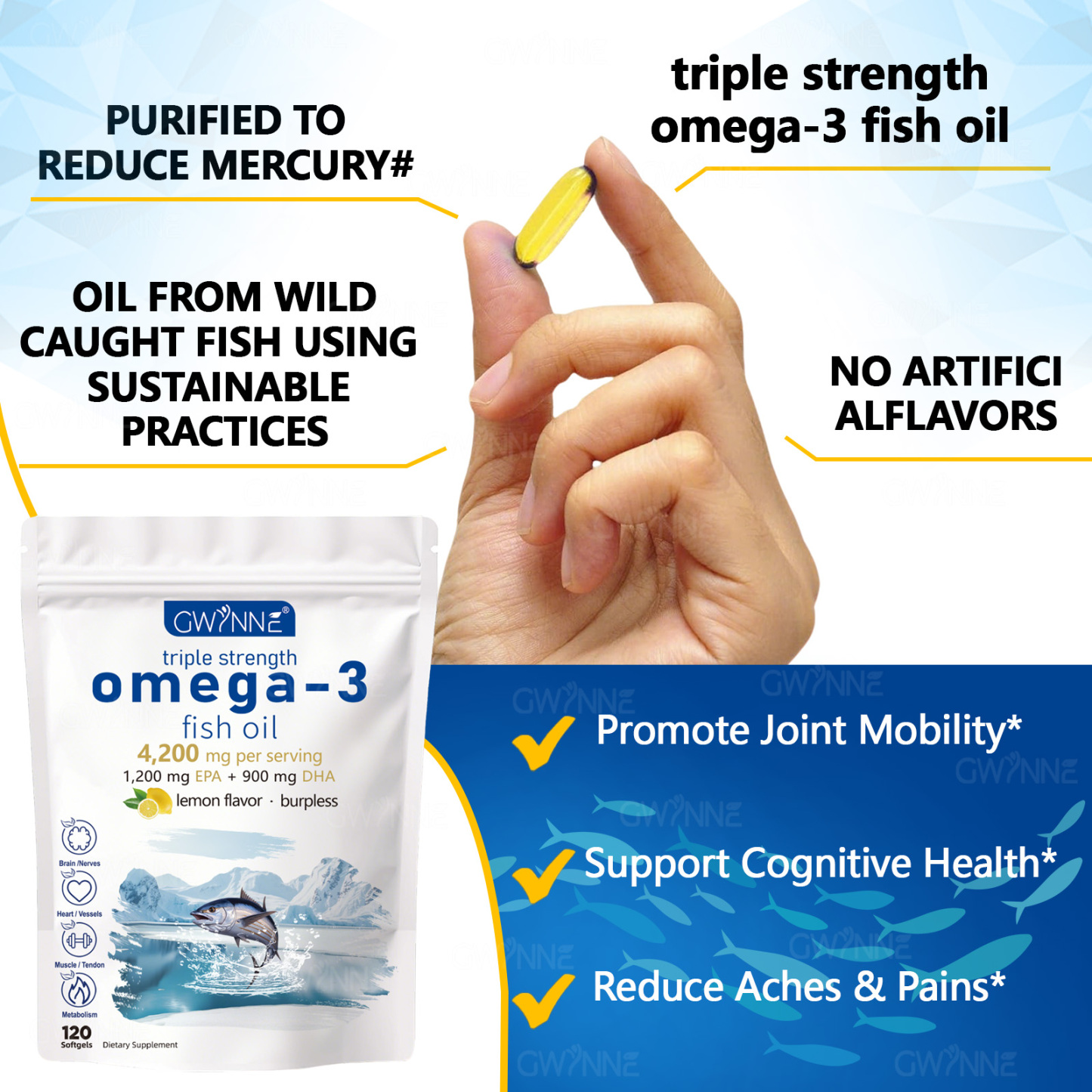 Gwynne Super Omega 3 4200mg,120 Cápsulas Con Epa,dha