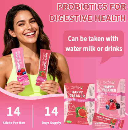 Gwynne Happy Cleaner Polvo Prebiótico Probiótico - Polvo De Mezcla De Bayas De Sandía (28 Paquetes De Una Sola Porción) Con Frutas