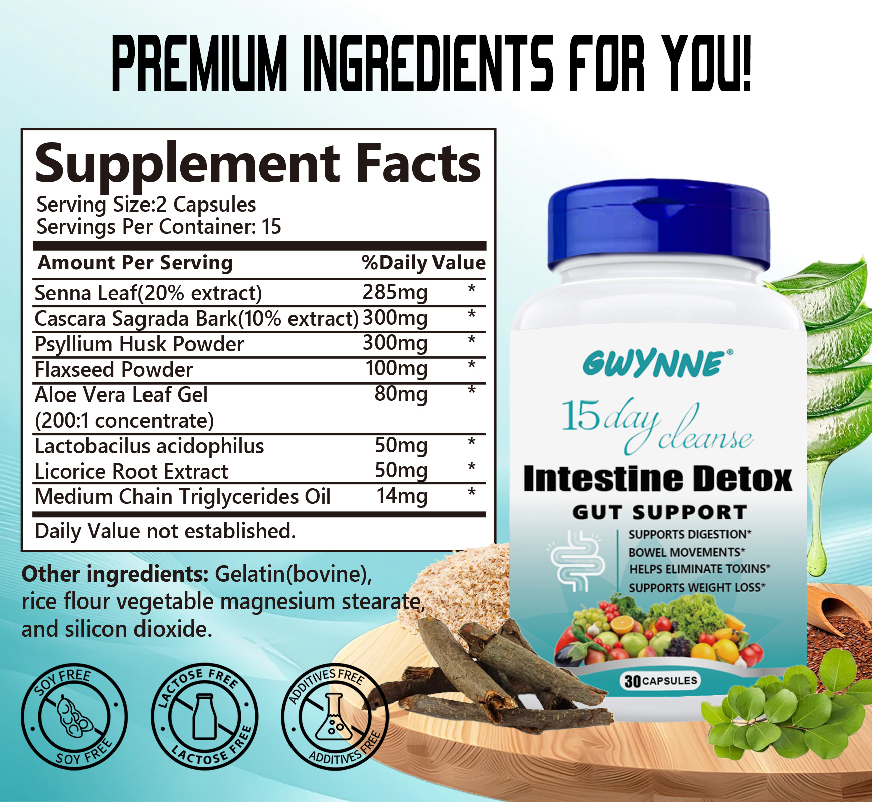 Programa De Desintoxicación Avanzada GWYNNE 15-day Cleanse 30 Cápsulas Apoyo Intestinal Y Para El Colon - Limpieza Intestinal Y Desintoxicación Avanzadas, Adecuado Para Mujeres Y Hombres