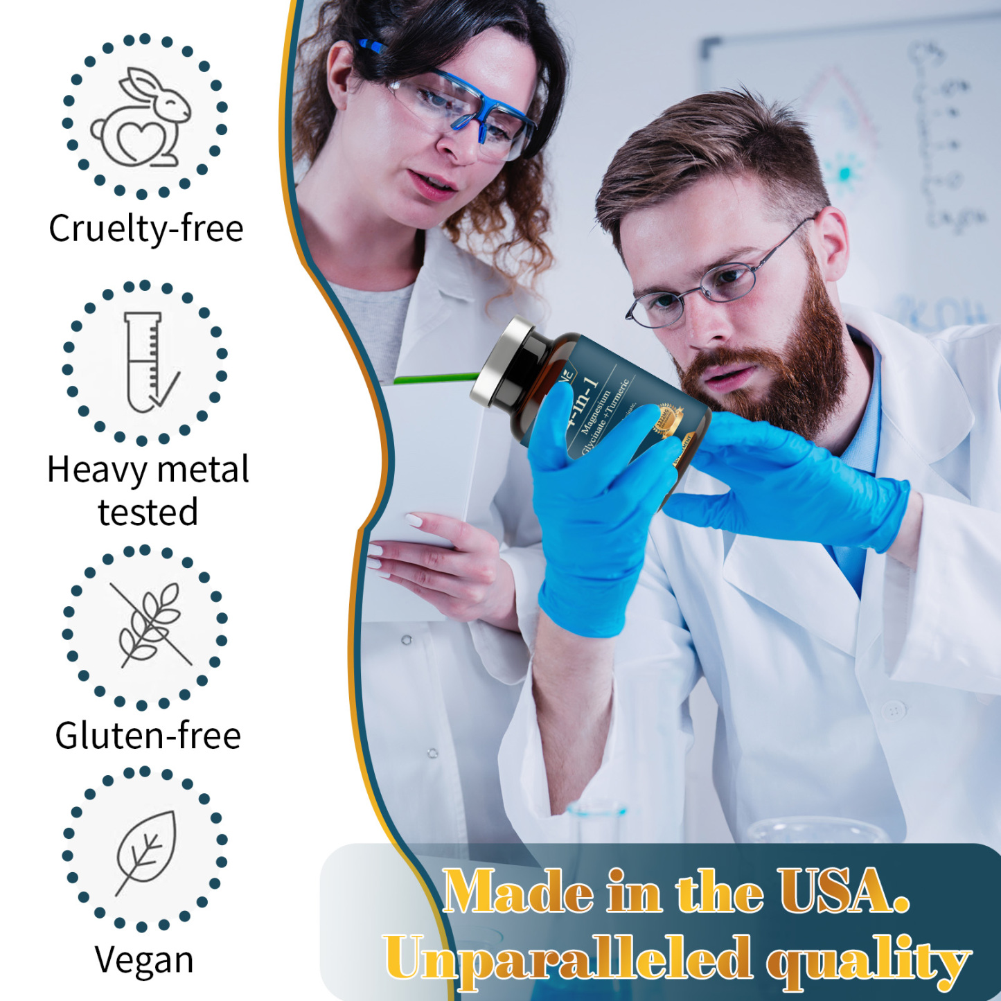 Gwynne 4 En 1 Triple Magnesium Complex:1322mg De Glicinato De Magnesio,malato De Magnesio Y Citrato De Magnesio,2000 Mg De Curcumina,para Fortalecer Los Músculos,los Nervios Y La Energía 90 Cápsulas