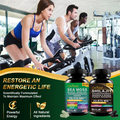 Gwynne All In 1 Shilajit Y Sea Moss Bundle 90 Cápsulas-contiene 29170 Mg De Musgo Marino, Aceite De Semilla Negra, Etc Y Contiene 22875 Mg De Shilajit,rhodiola Rosea, Etc