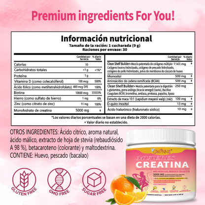 Gwynne Suplemento De Creatina Para Mujeres 269g-5000mg De Creatina,con Colágeno,mioinositol Y Bcaa,apoya El Desarrollo Muscular,la Elasticidad De La Piel,el Cabello Saludable Y Las Uñas