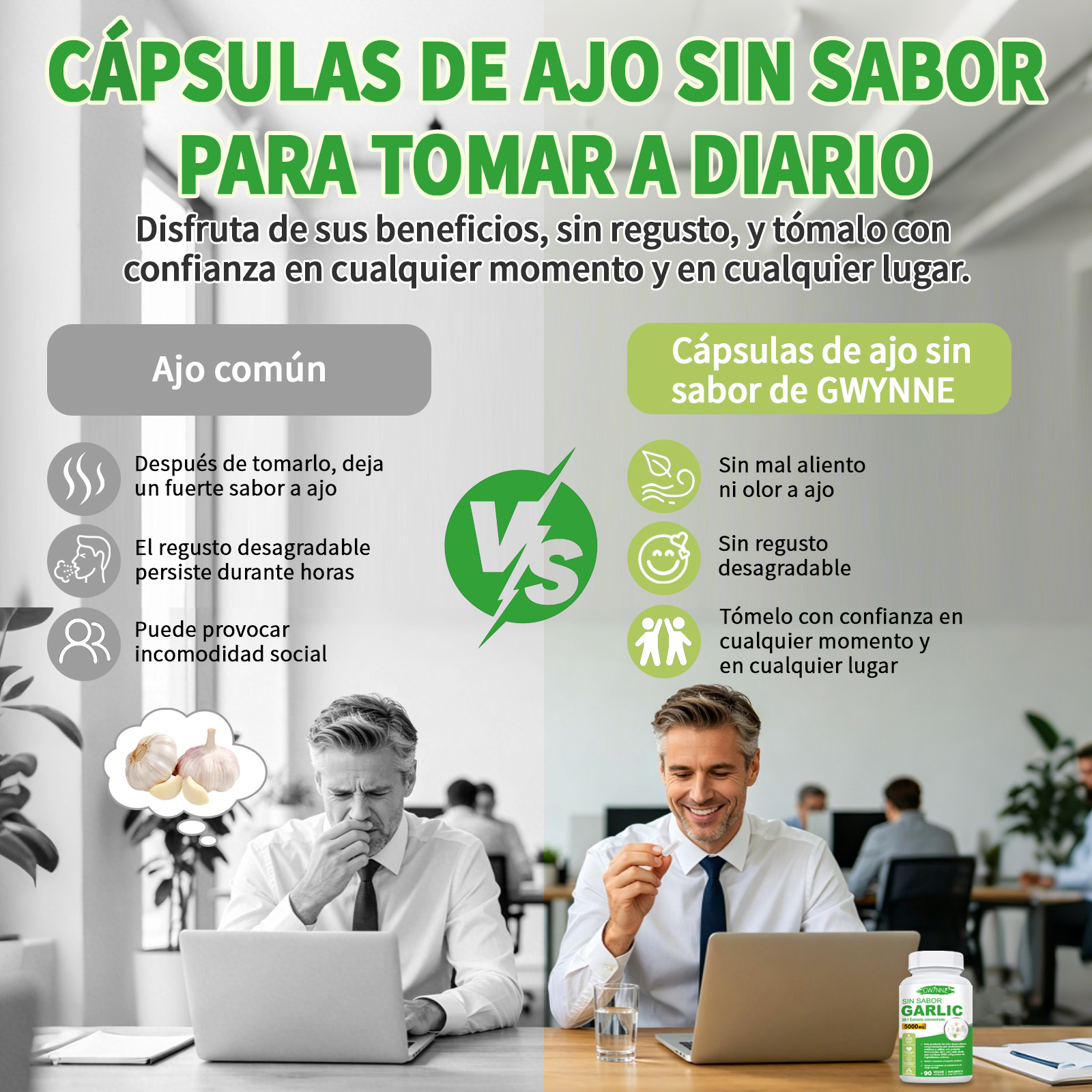 Gwynne Sin Sabor Garlic 20:1 Extracto Concentrado 90 Cápsulas,5000 Mg De Fuerza,mantener Los Niveles De Colesterol,apoyar El Corazón,antioxidantes