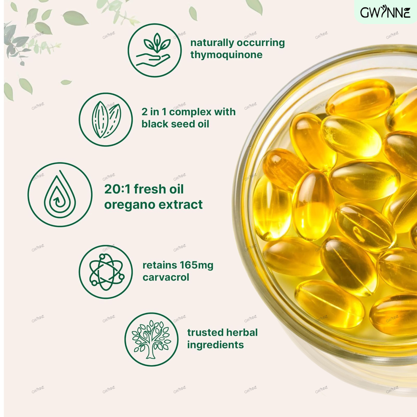 Gwynne Micro Ingredients Aceite De Orégano Cápsulas Oil Of Oregano Blandas 6000mg Por Dosis 300 Cápsulas