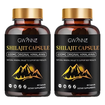 Pack 2 GWYNNE Shilajit Extract 120 Cápsulas Cada de Resina Charajiorgá Nica Pura Del Himalaya Sin sabor