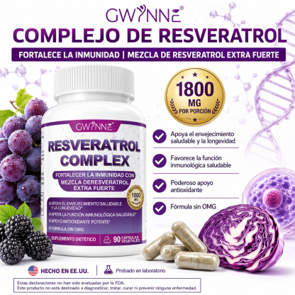 Gwynne Resveratrol Supplement 1800 Mg Complejo Antioxidante 90 Cápsulas,píldoras De Resveratrol Para Envejecimiento Saludable,apoyo A La Salud General,sistema Inmunológico,función Cerebral