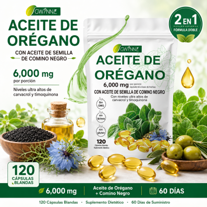 Gwynne Micro Ingredients Aceite De Orégano Cápsulas Oil Of Oregano Blandas 6000mg Por Dosis 120 Cápsulas