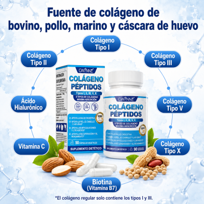 Gwynne Péptidos De Colágeno Múltiples 1800 Mg Complejo 90 Cápsulas-tipo I,ii,iii,v,x Complejo De Colágeno Premium Para Una Mejor Piel Y Cabello,articulación Fuerte,proteína Hidrolizada