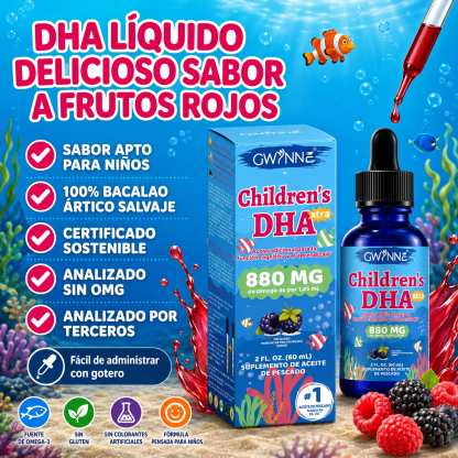 Gwynne Dha Xtra Gotas,berry Punch Para Niños 60ml - 880 Mg Total Omega-3 Con Epa Y Dha - Función Cognitiva E Inmune, Aprendizaje,desarrollo Social,48 Porciones