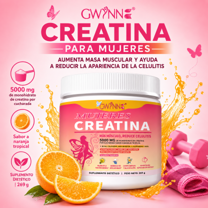 Gwynne Suplemento De Creatina Para Mujeres 269g-5000mg De Creatina,con Colágeno,mioinositol Y Bcaa,apoya El Desarrollo Muscular,la Elasticidad De La Piel,el Cabello Saludable Y Las Uñas