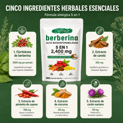 Berberina De 300 Cápsulas Blandas De 500mg *4 Pure Berberine GWYNNE
