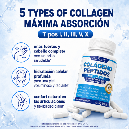 Gwynne Péptidos De Colágeno Múltiples 1800 Mg Complejo 90 Cápsulas-tipo I,ii,iii,v,x Complejo De Colágeno Premium Para Una Mejor Piel Y Cabello,articulación Fuerte,proteína Hidrolizada