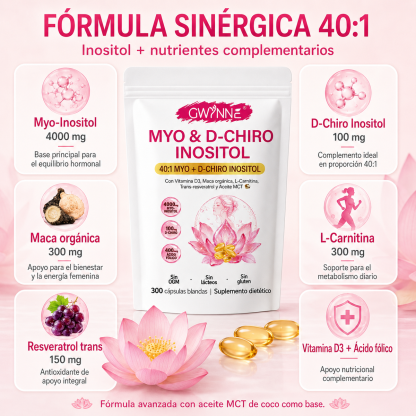 GWYNNE Myo-inositol Y D-chiro Inositol 300 Cáps