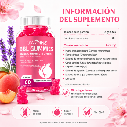 Gwynne bbl gummies gominolas dietéticas para glúteos butt hip booster 2pcs mujer