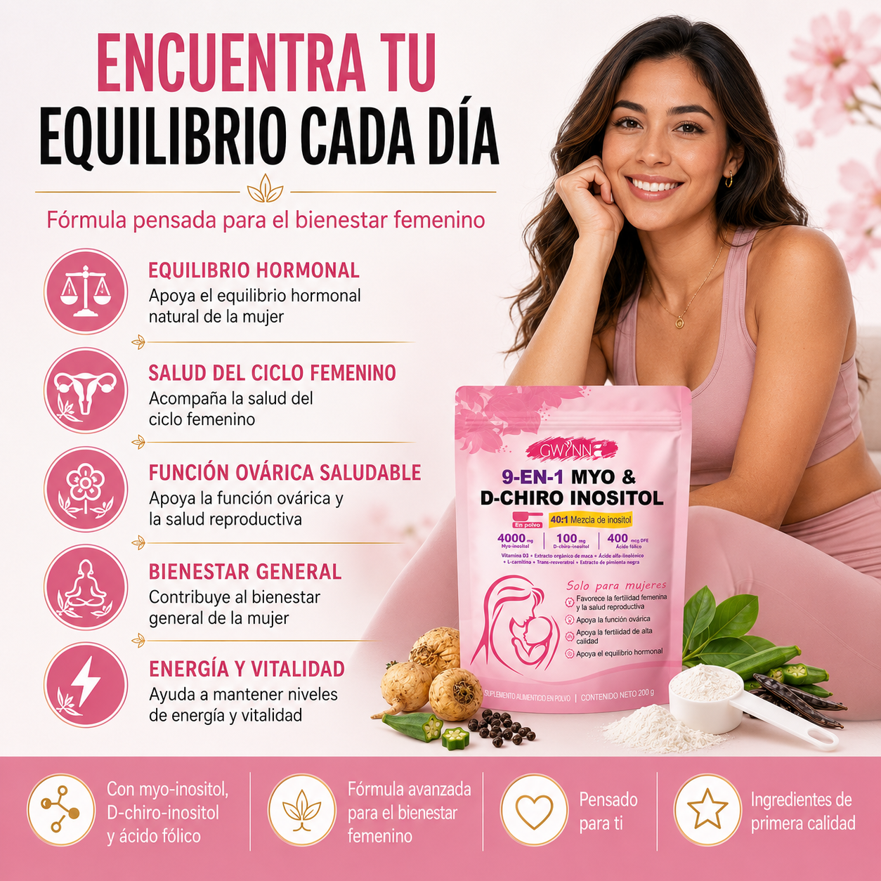 GWYNNE 40:1 Myo Y D Chiro Inositol Inositol En Polvo 250g