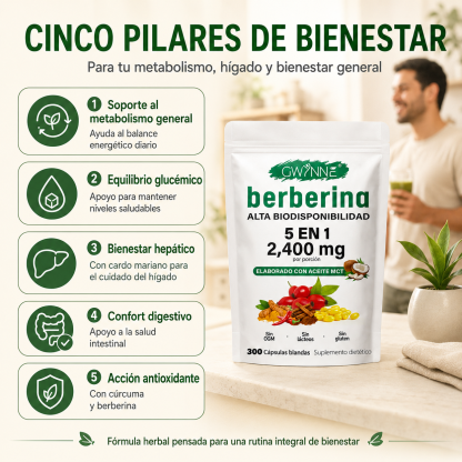 Berberina De 300 Cápsulas Blandas De 500mg *4 Pure Berberine GWYNNE