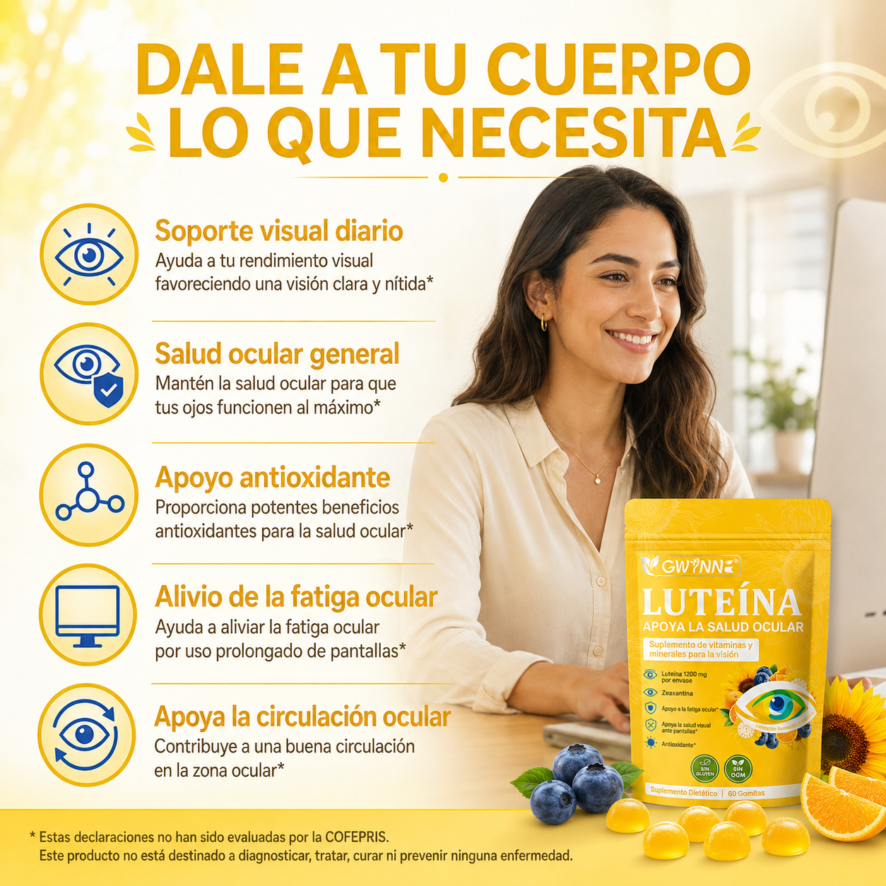 Gwynne Gummies De Luteína 60 Gummie,suplemento De Vitaminas Y Minerales Oculares Con 40mg De Luteína Y 8mg De Zeaxantina,vitaminas Gomosas Para El Apoyo A La Salud Ocular