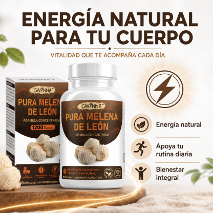 GWYNNE Pura Melena de León 1200 mg,apoyo Foco y cognición,90 Cápsulas