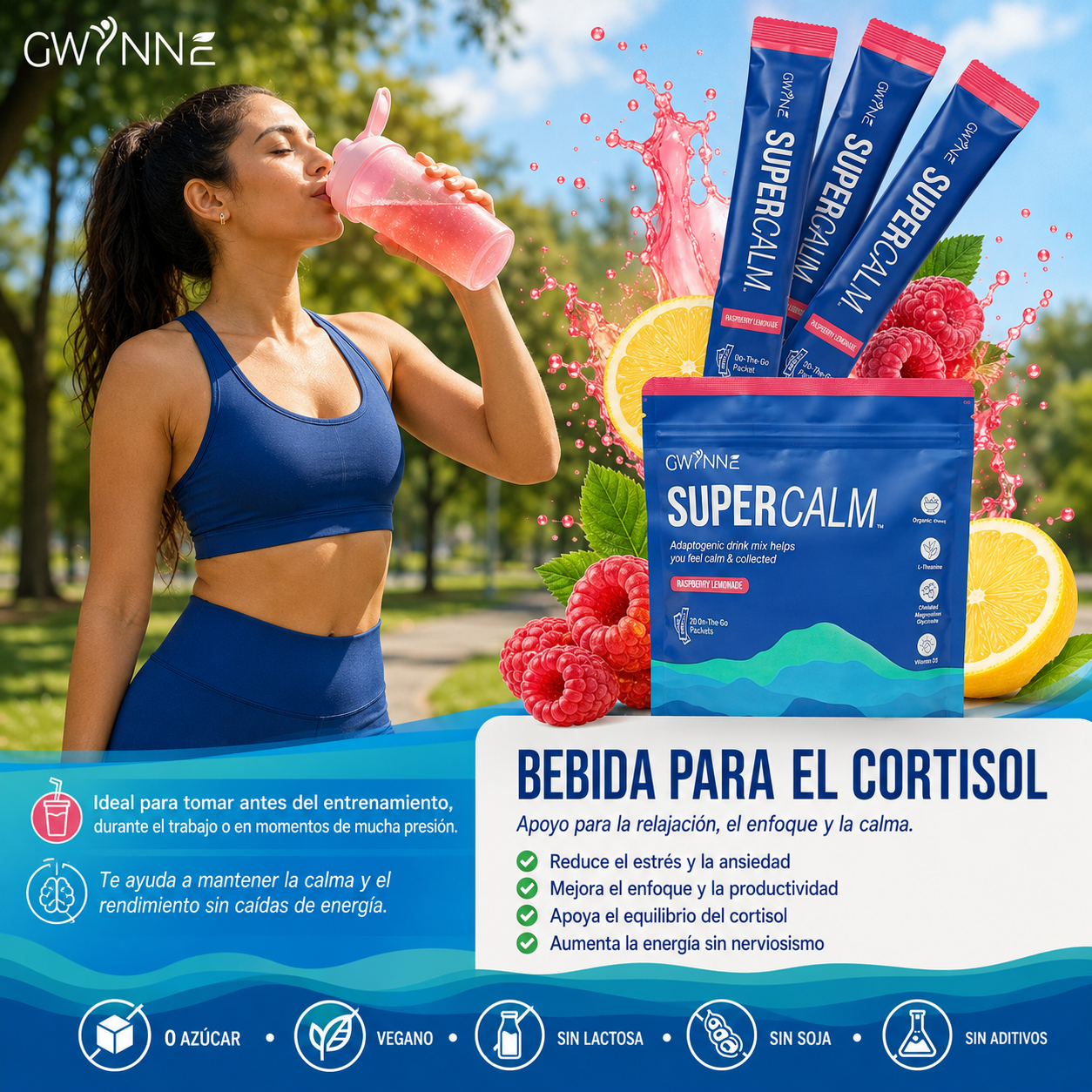 GWYNNE Supercalm Ksm-66 Suplemento de cortisol con glicinato de magnesio Mantenga eficazmente los niveles de cortisol