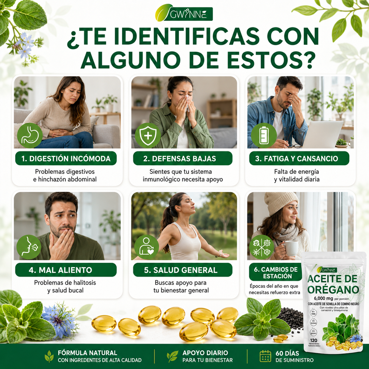 Gwynne Micro Ingredients Aceite De Orégano Cápsulas Oil Of Oregano Blandas 6000mg Por Dosis 120 Cápsulas