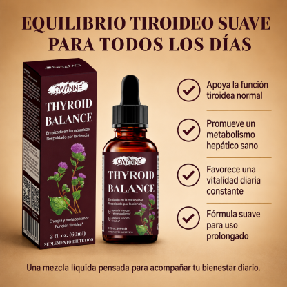 Gwynne Thyroid Balance Suplemento Líquido,con Magnesio,zinc,selenio,cobre,apoyo Equilibrio Tiroideo, Energía Y Metabolismo Saludable,60ml