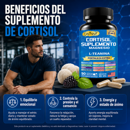 Gwynne Suplemento De Cortisol 90 Cápsulas + Suplemento De Inositol Myo-inositol Y D 90 Cápsulas,con Glicinato De Magnesio,vitamina B12 Y K2