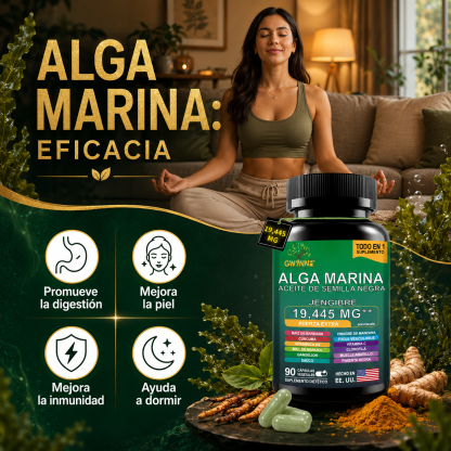 Gwynne All In 1 Shilajit Y Sea Moss Bundle 90 Cápsulas-contiene 29170 Mg De Musgo Marino, Aceite De Semilla Negra, Etc Y Contiene 22875 Mg De Shilajit,rhodiola Rosea, Etc