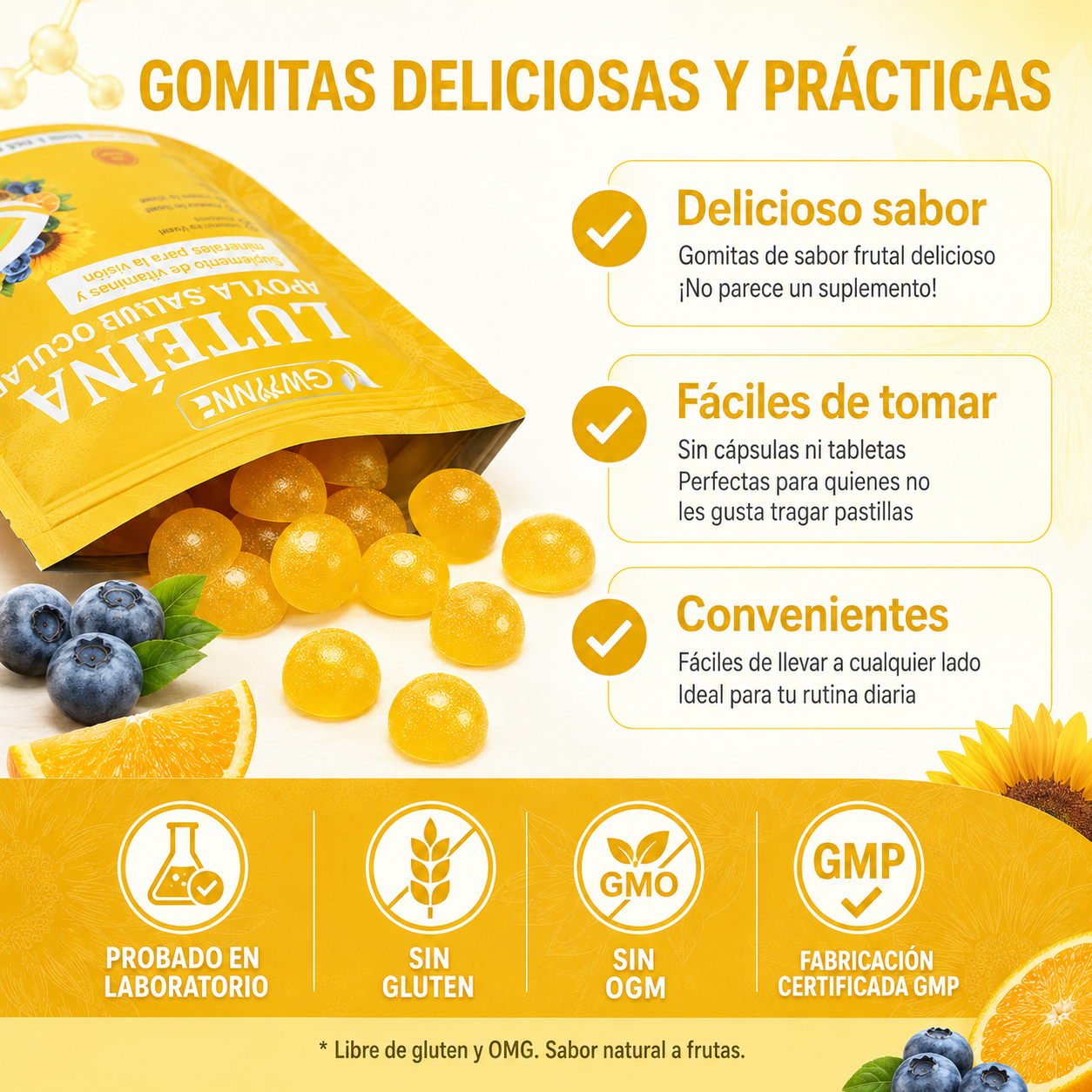 Gwynne Gummies De Luteína 60 Gummie,suplemento De Vitaminas Y Minerales Oculares Con 40mg De Luteína Y 8mg De Zeaxantina,vitaminas Gomosas Para El Apoyo A La Salud Ocular
