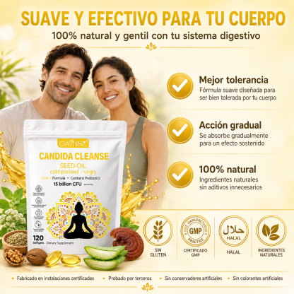 Gwynne Candida Cleanse Seed Oil 120 Cápsulas,hierbas Naturales Para La Desintoxicación Intestinal Con 15 Billion Cfu,11-in-1 Formula Con Hoja De Orégano,ácido Caprílico Y Probiotics