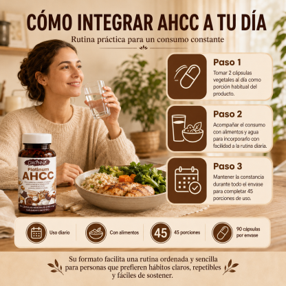 GWYNNE Suplemento Vegetal Platinum AHCC 750 mg,90 Cápsulas