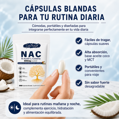 Gwynne Nac N-acetil-l-cisteína 600 Mg 300 Cápsulas,con Dinucleótido De Adenina Y Nicotinamida, Propiedades Antioxidantes,favorece Las Defensas Naturales Y El Bienestar Respiratorio General 