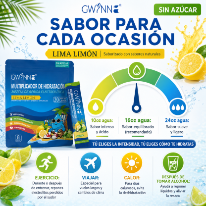 Gwynne Multiplicador De Hidratacion Mezcla De Bebida Electrolitica,supercalm Nutricional Bebidas Mixtas En Polvo Con Sodio ,vitamina C Y B12,sabor A Limón 20 Unidade
