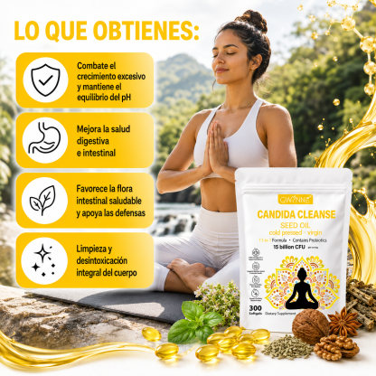 Gwynne Candida Cleanse Seed Oil Cápsulas,hierbas Naturales Para La Desintoxicación Intestinal Con 15 Billion Cfu,300 Cápsulas,11-in-1 Formula Con Hoja De Orégano,ácido Caprílico Y Probiotics