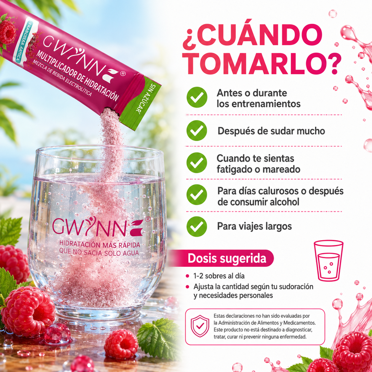 Gwynne Multiplicador De Hidratacion Mezcla De Bebida Electrolitica,supercalm Nutricional Bebidas Mixtas En Polvo Con Sodio ,vitamina C Y B12,sabor A Frambuesa 20 Unidade