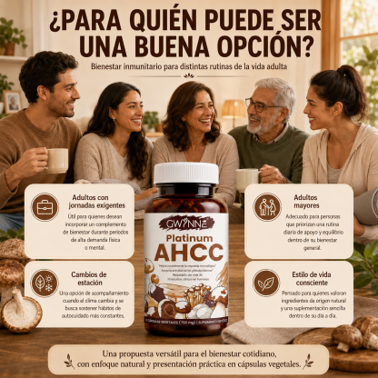 GWYNNE Suplemento Vegetal Platinum AHCC 750 mg,90 Cápsulas